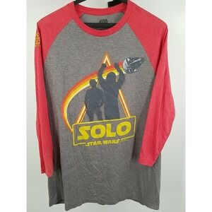 Star Wars Solo Force For Change Baseball T-Shirt Mens Large Gray Red Raglan
